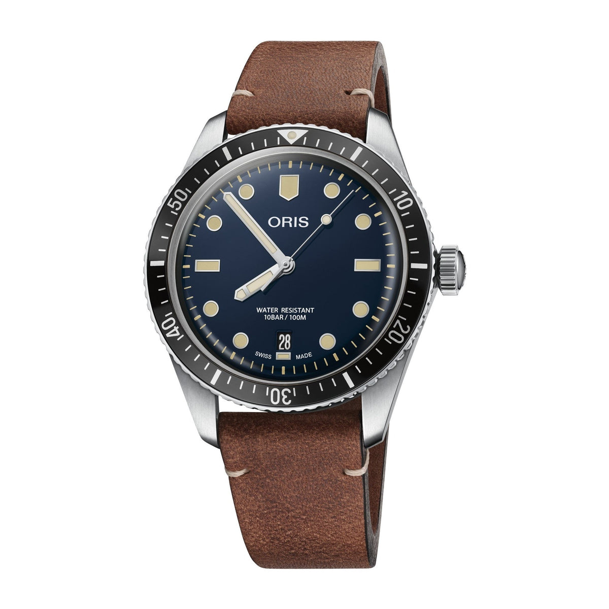 Oris  Men&#39;s 01-733-7707-4055-07-5-20-45 Divers Sixty-Five Brown Leather Watch