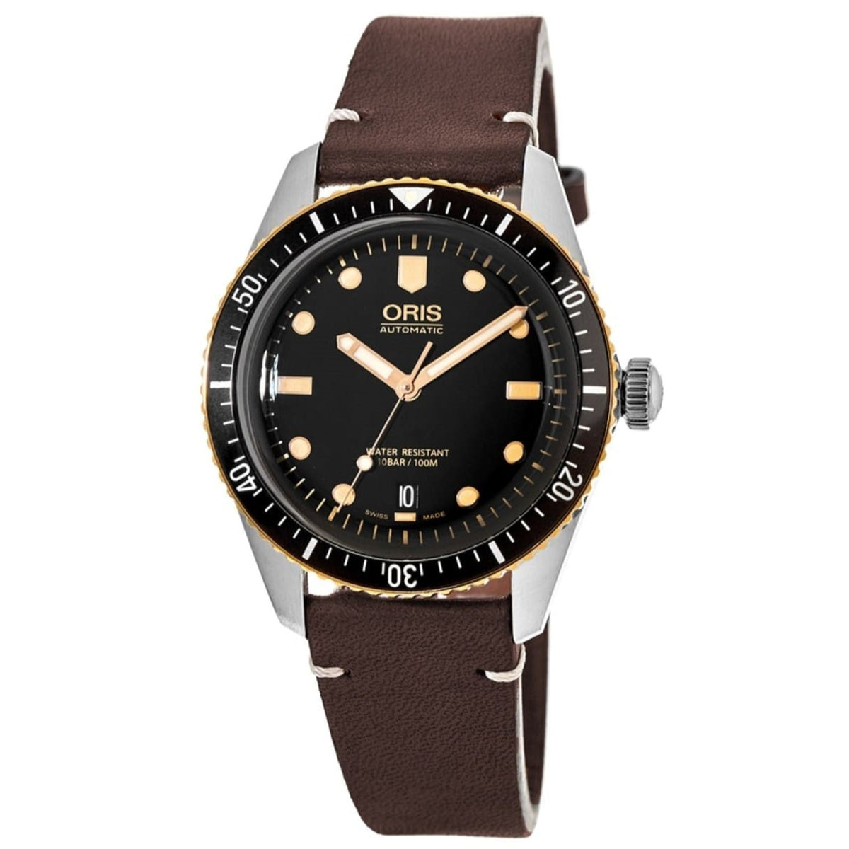 Oris  Men&#39;s 01-733-7707-4354-07-5-20-55 Divers Sixty-Five Brown Leather Watch