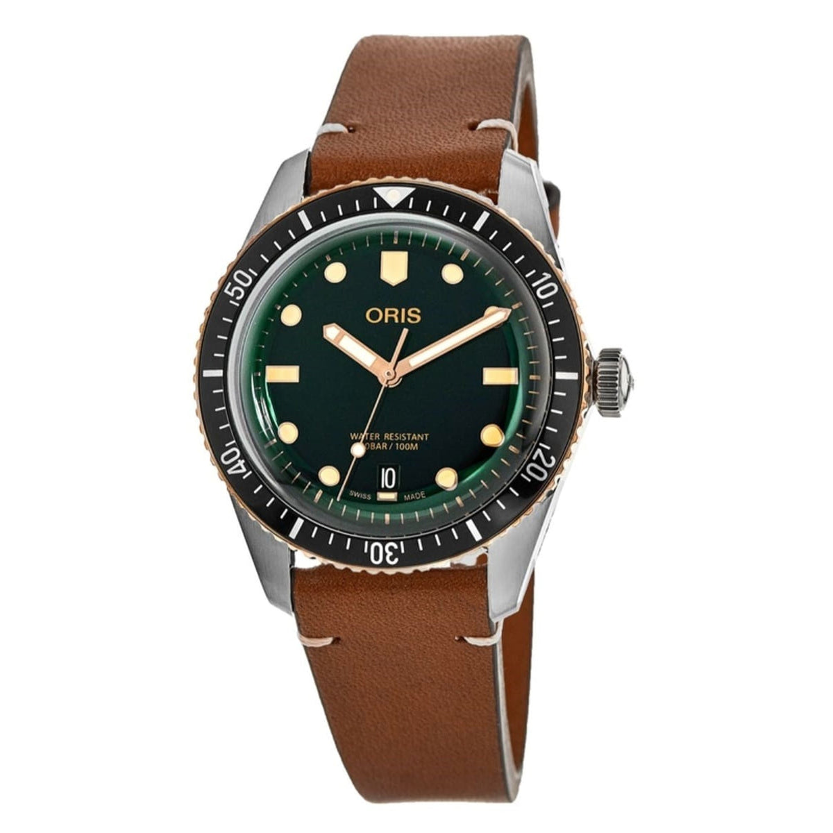 Oris  Men&#39;s 01-733-7707-4357-07-5-20-45 Divers Sixty-Five Brown Leather Watch