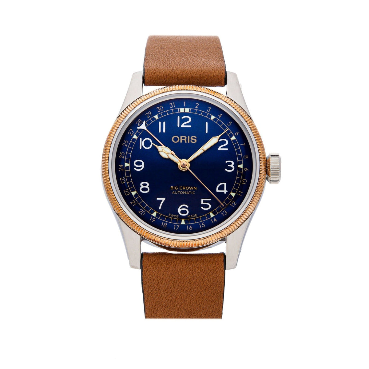 Oris Men's 01-754-7741-4365-07-5-20-58 Big Crown Brown Leather Watch ...