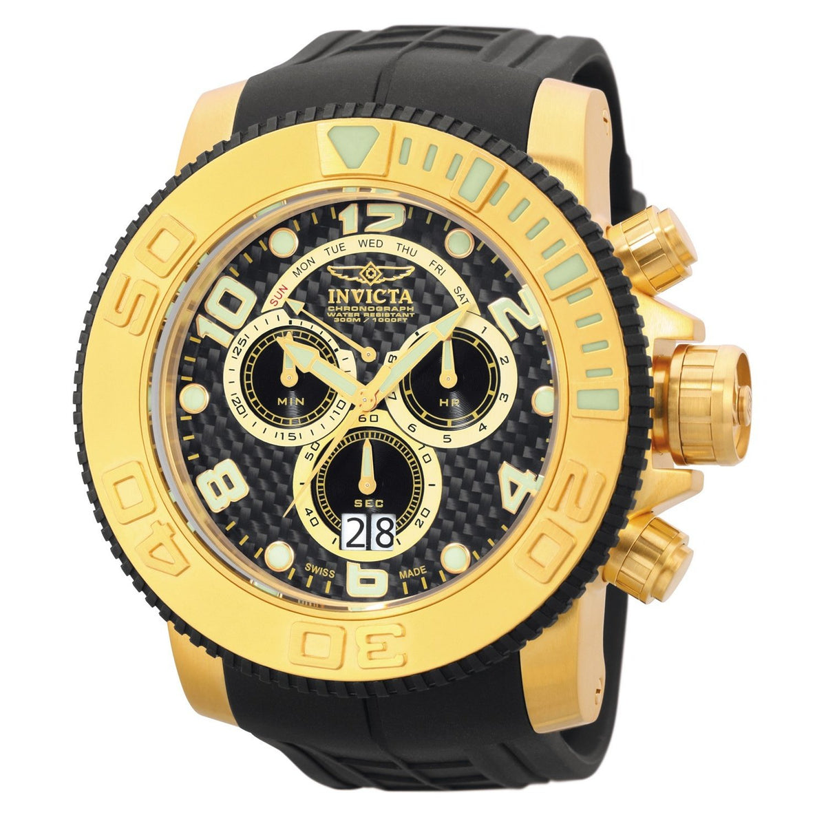 Invicta Men&#39;s 0415 Sea Hunter Sea Hunter Chronograph Black Polyurethane Watch