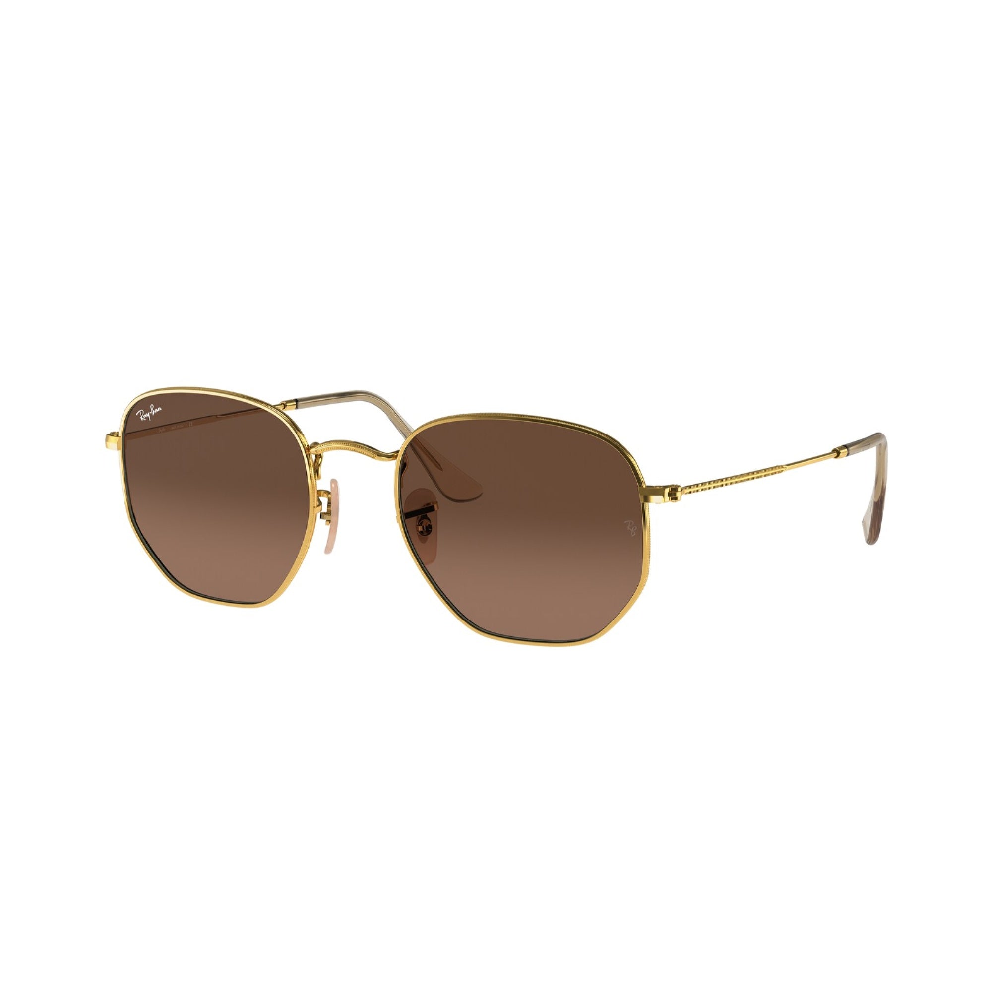 Ray-Ban Unisex Sunglasses Hexagonal Gold Brown Gradient Grey Metal Metal  0RB3548N 912443 54