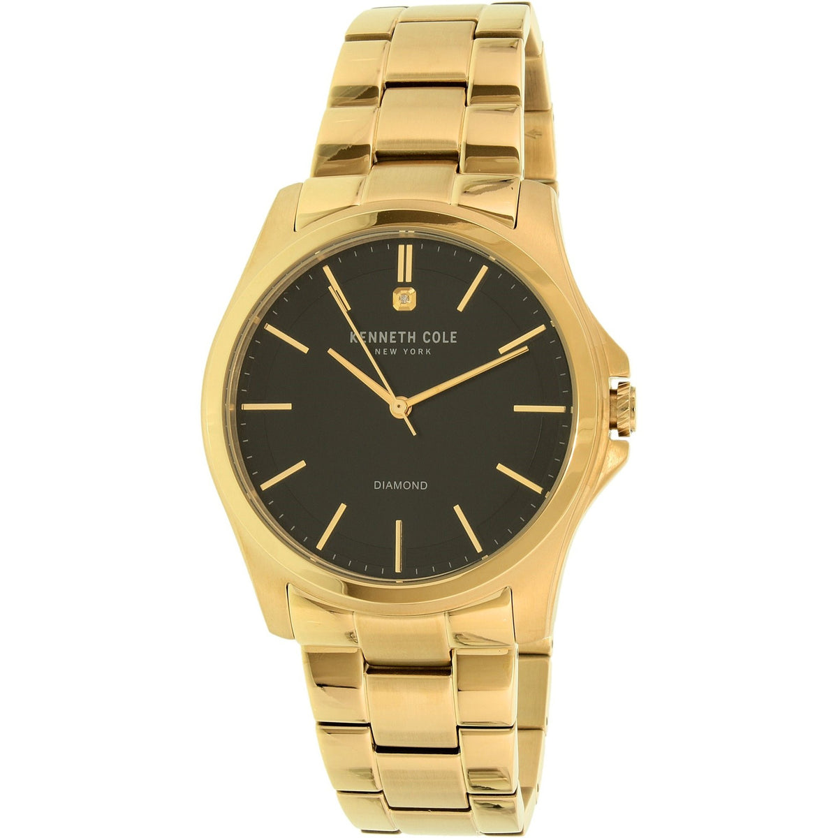 Kenneth Cole Men&#39;s 10027421 Classic Crystal Gold-Tone Stainless Steel Watch