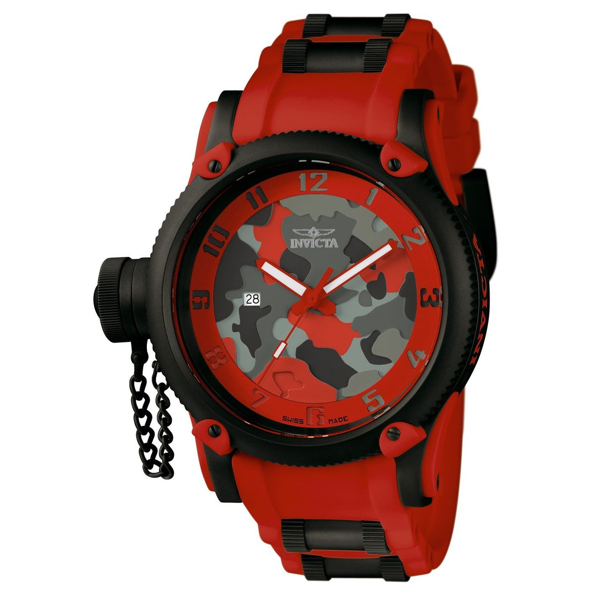 Invicta Men&#39;s 11334 Russian Diver Red Polyurethane and Stainless Steel Watch