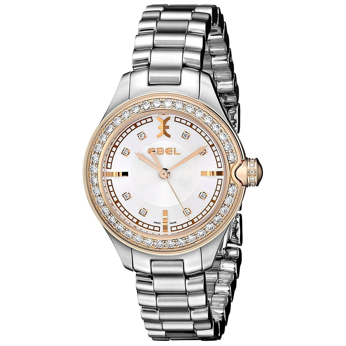 Ebel Women&#39;s 1216097 Onde 18kt Rose Gold Diamond Stainless Steel Watch