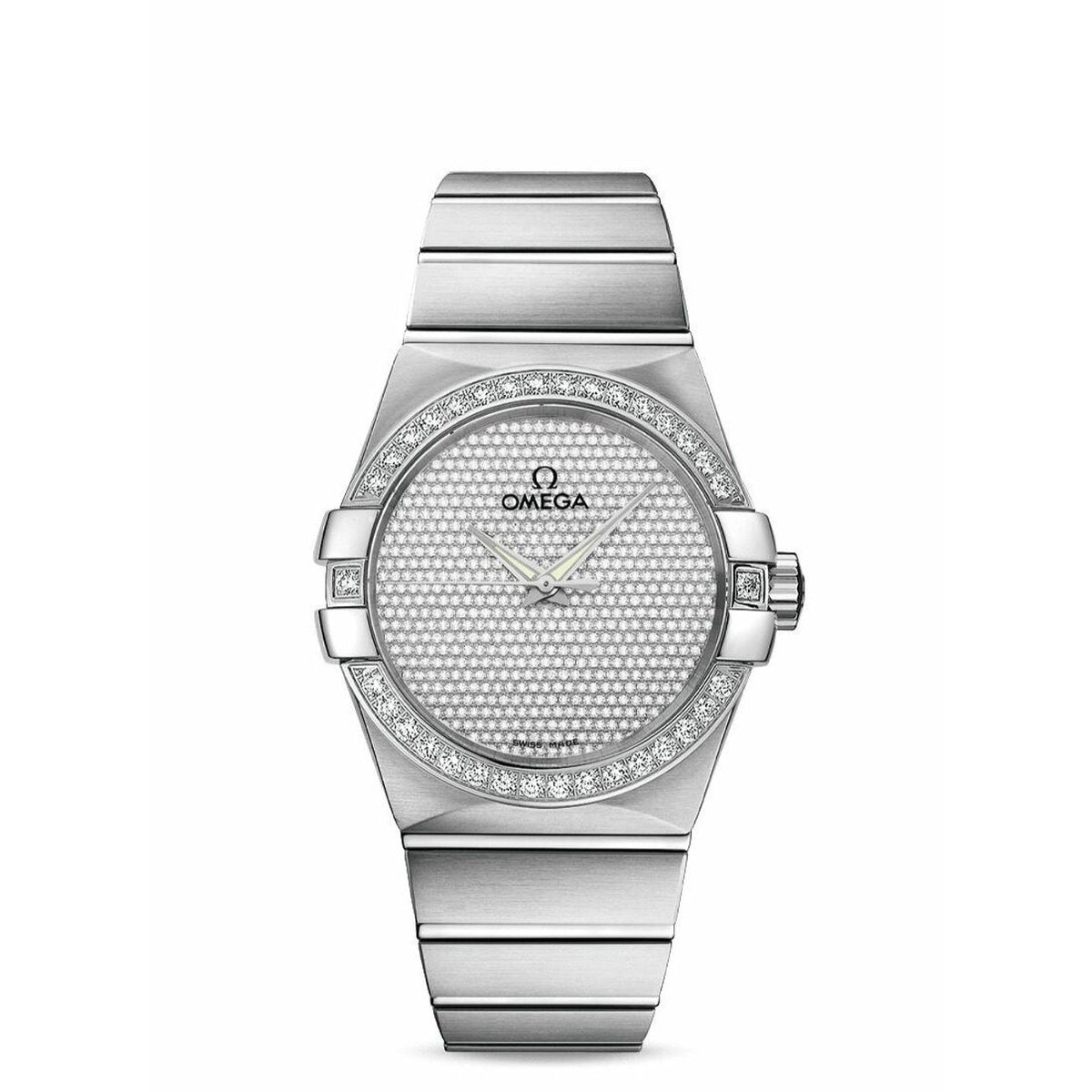 Omega Men&#39;s 123.55.38.20.99.001 Constellation Diamonds White Gold-Tone Stainless Steel Watch