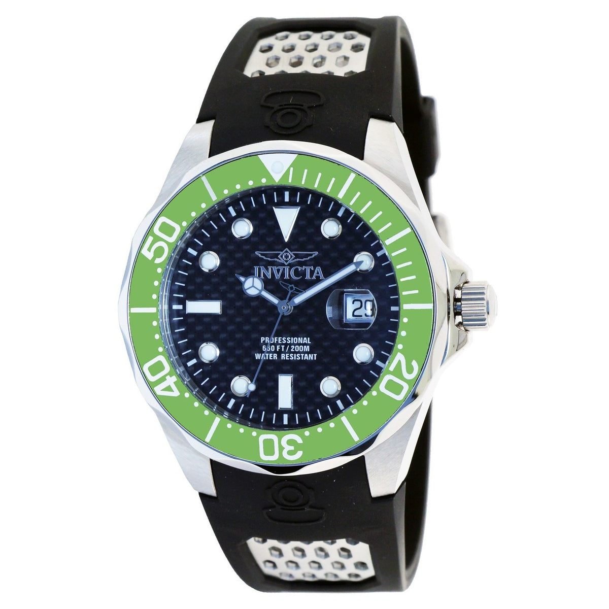 Invicta Men&#39;s 12560 Pro Diver Black and Silver Polyurethane Watch