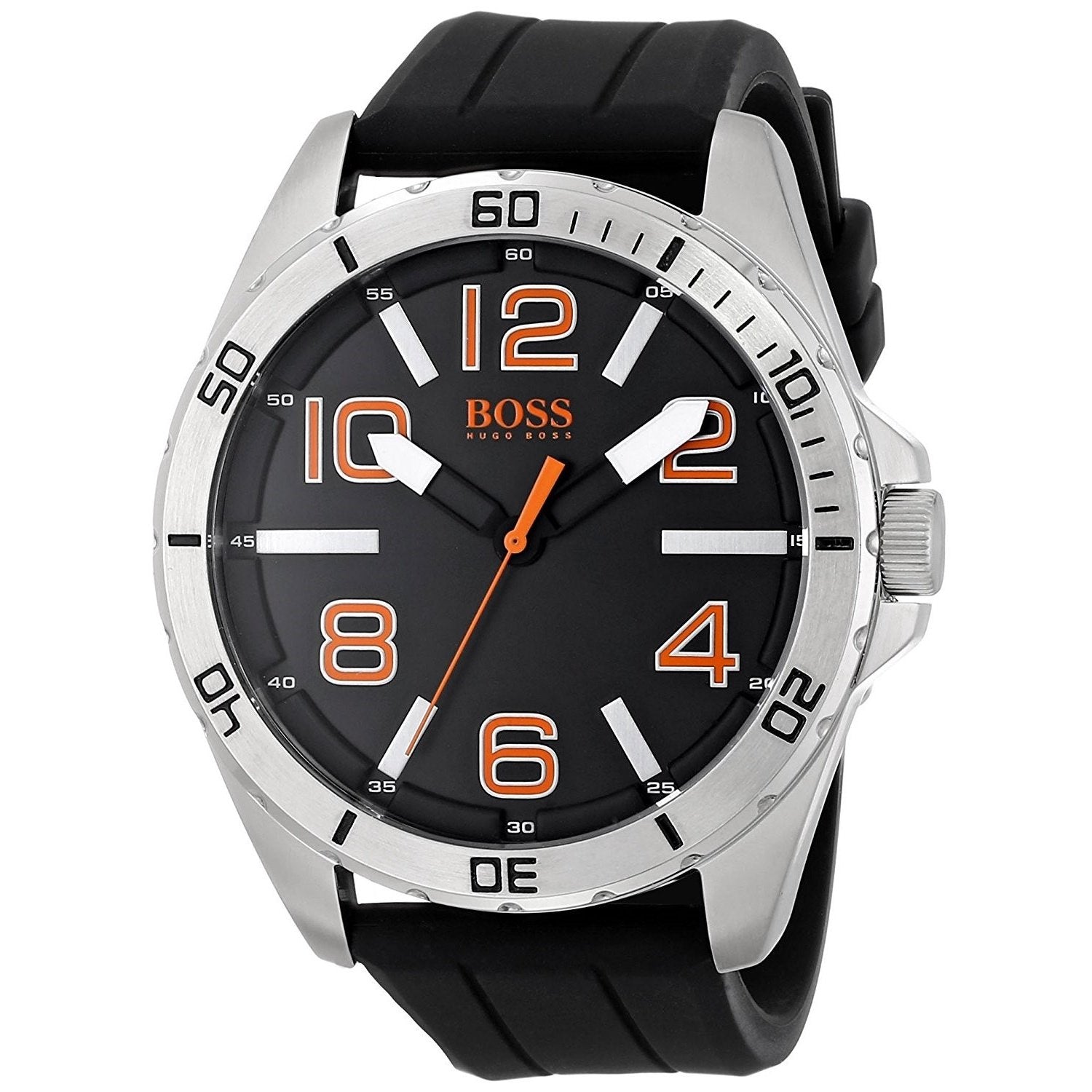 asiatisk Intrusion Sidelæns Hugo Boss Men's 1512943 Orange Black Silicone Watch - Bezali
