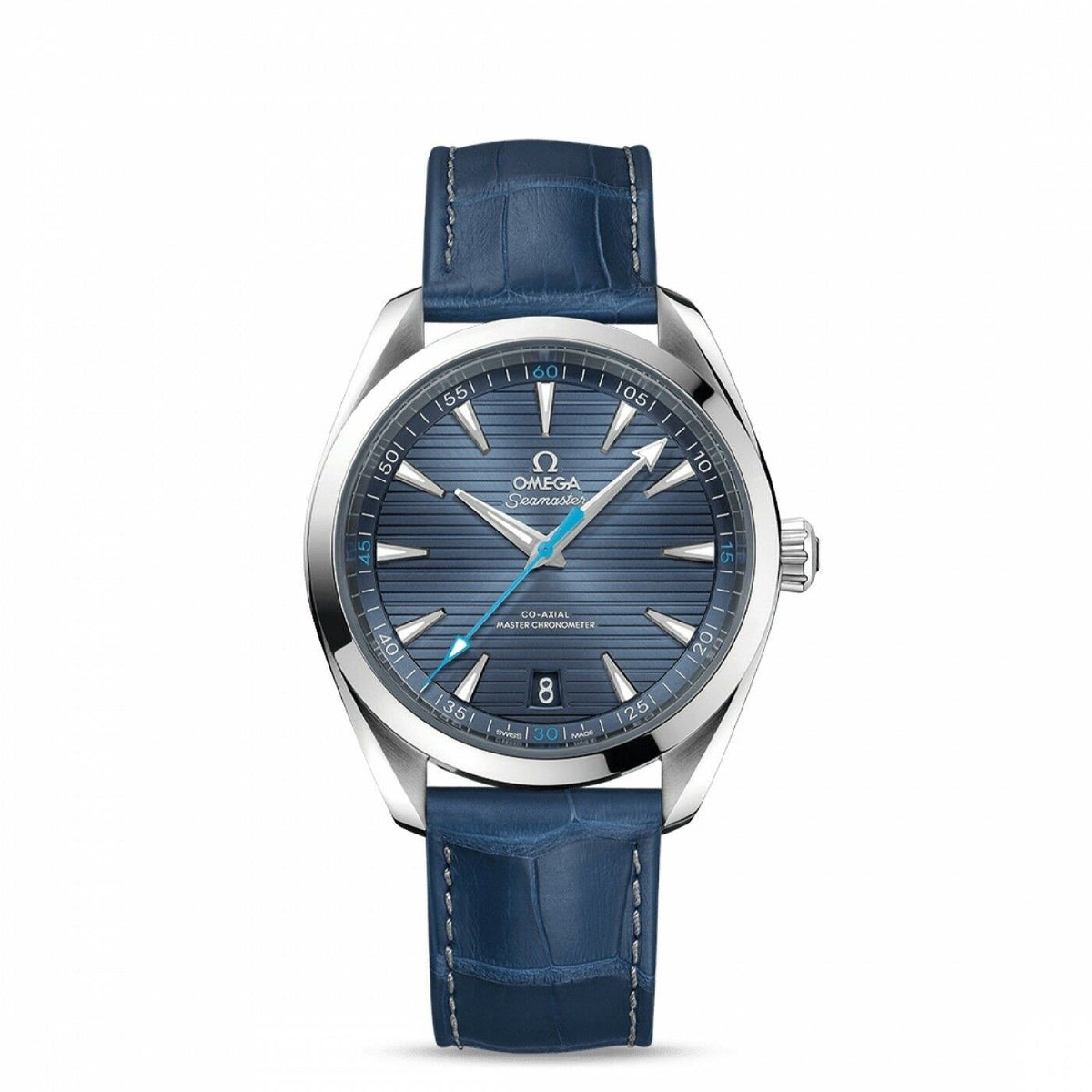 Omega Men&#39;s 220.13.41.21.03.002 Aqua Terra Blue Leather Watch