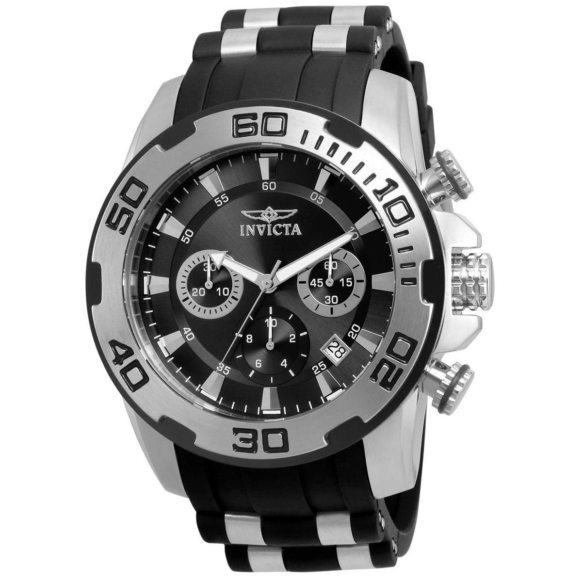 Invicta Men&#39;s 22311 Pro Diver Scuba Black and Silver Polyurethane and Stainless Steel Watch