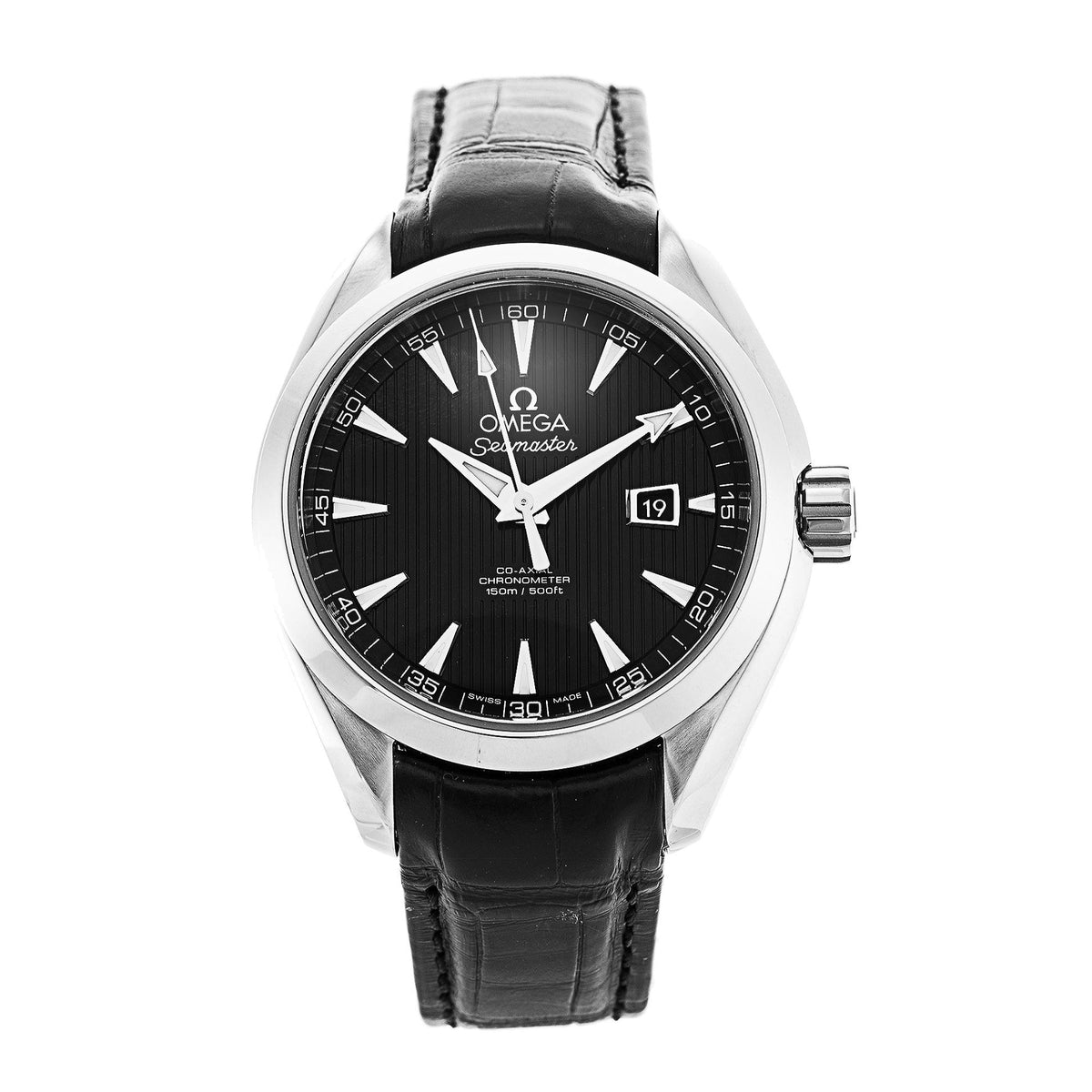 Omega Women&#39;s 231.13.34.20.01.001 Aqua Terra Black Leather Watch