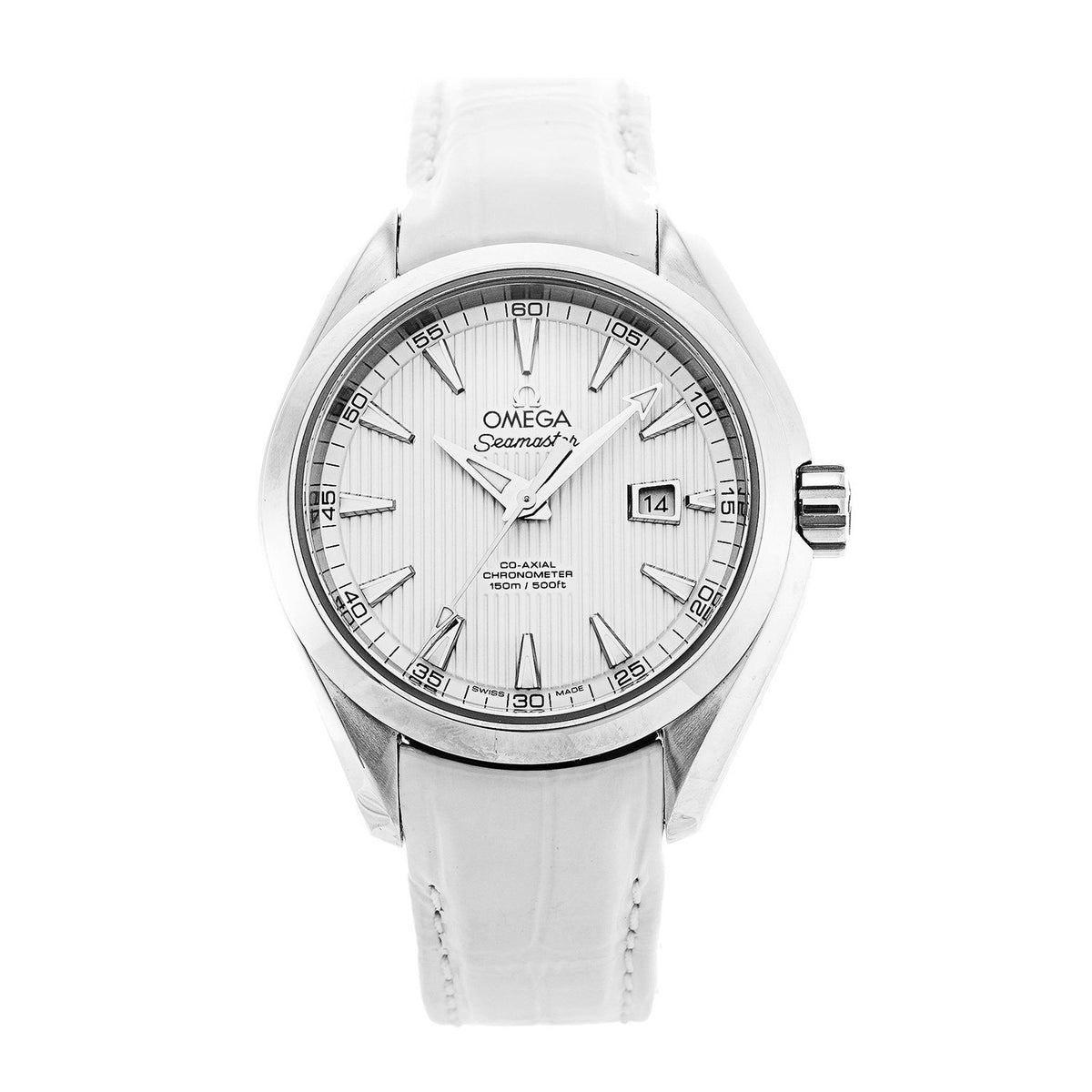 Omega Women&#39;s 231.13.34.20.04.001 Seamaster Aqua Terra White Leather Watch