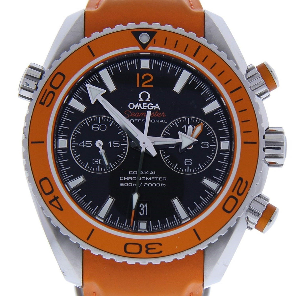 Omega Men&#39;s 232.32.46.51.01.001 Seamaster Planet Ocean Chronograph Orange Rubber Watch