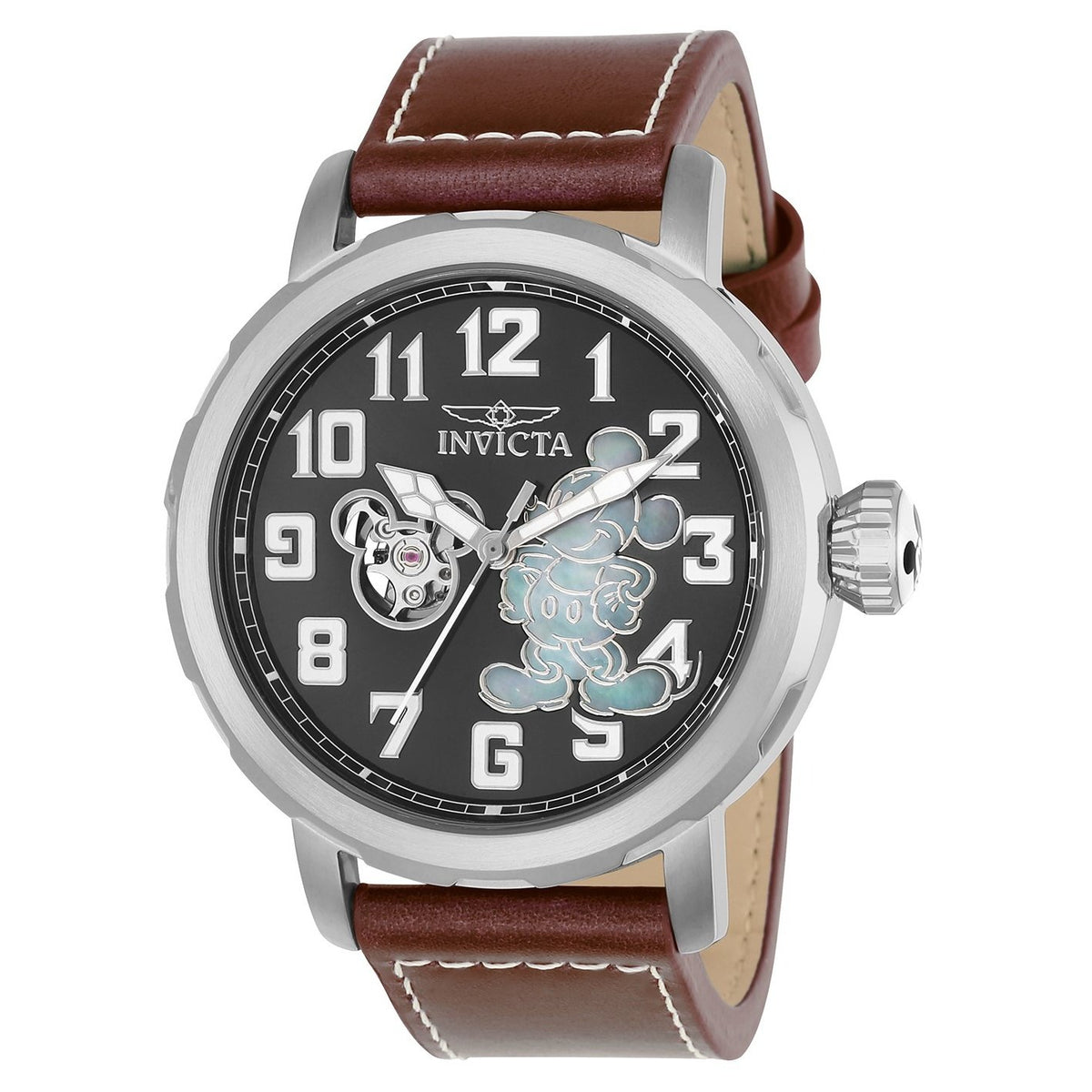 Invicta Men&#39;s 23794 Disney Mickey Mouse Brown Leather Watch