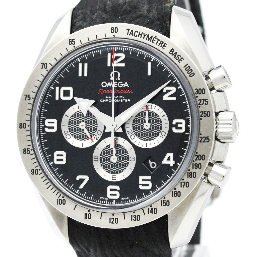 Omega Men&#39;s 321.13.44.50.01.001 Speedmaster Broad Arrow Chronograph Black Leather Watch