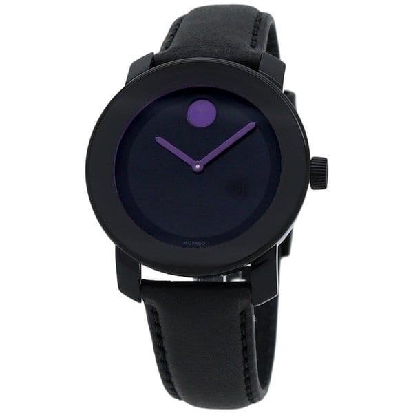 Movado Women&#39;s 3600528 Bold Black Leather Watch