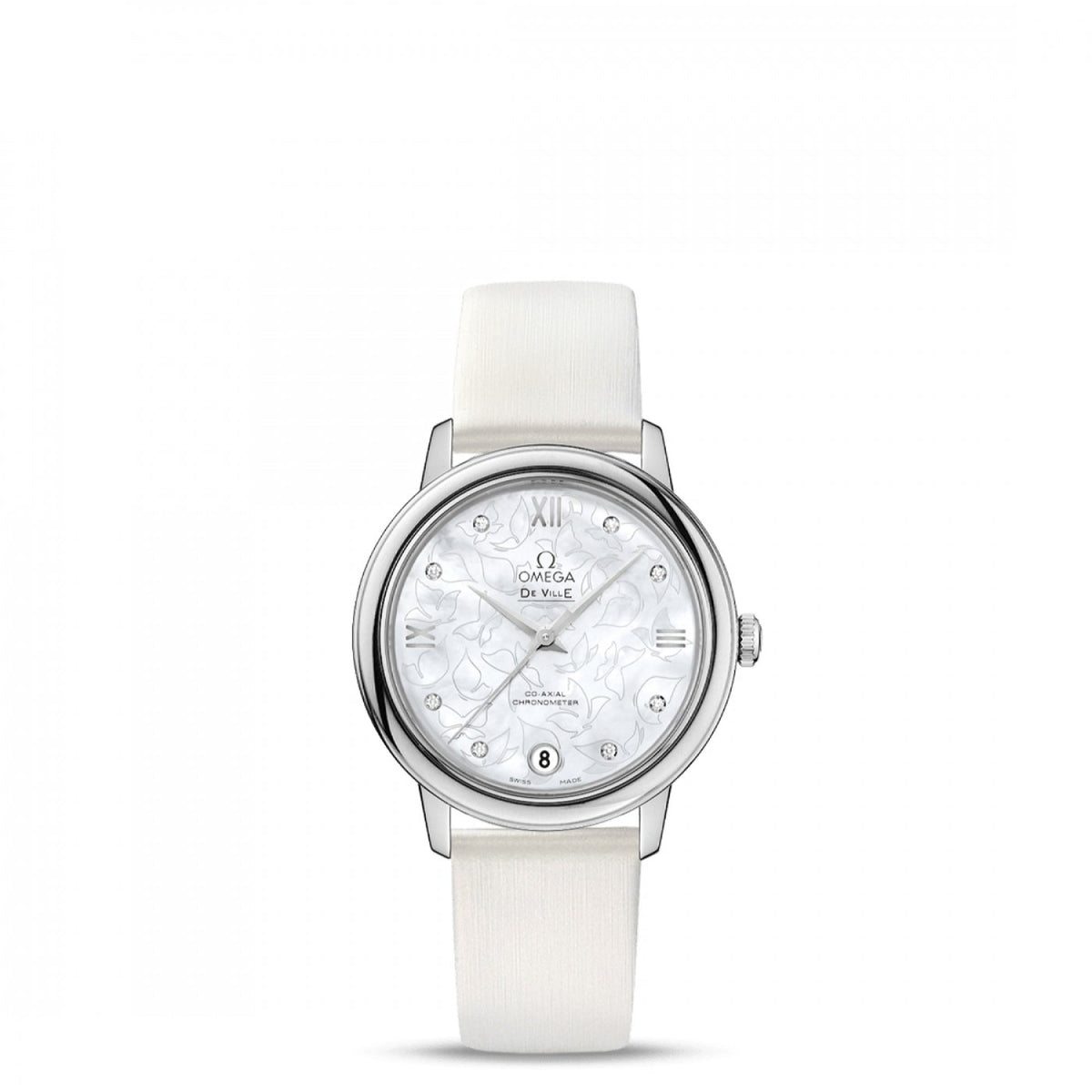 Omega Women&#39;s 424.12.33.20.55.001 De Ville White Leather Watch