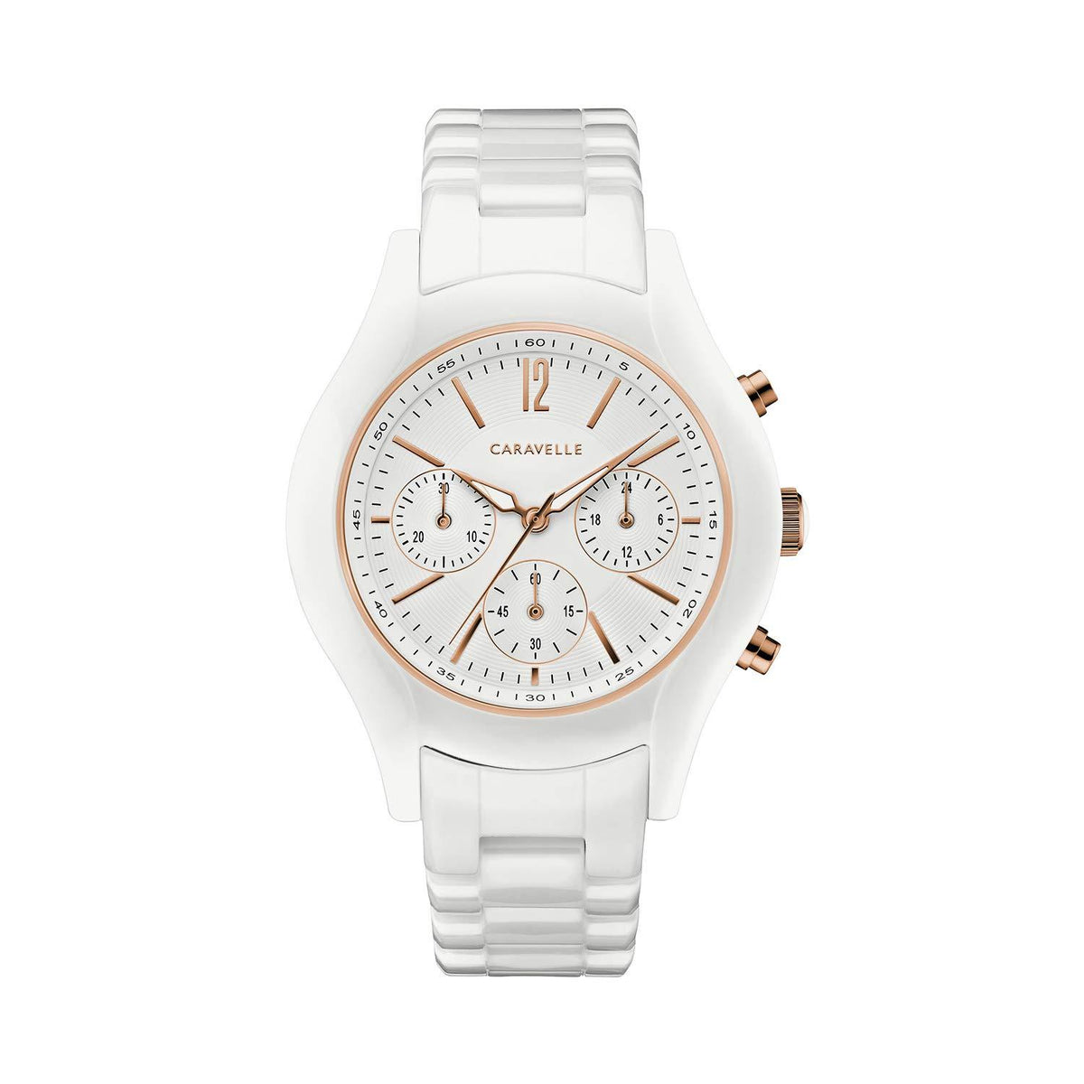 Bulova Women&#39;s 45L174 Caravelle Chronograph White Ceramic Watch