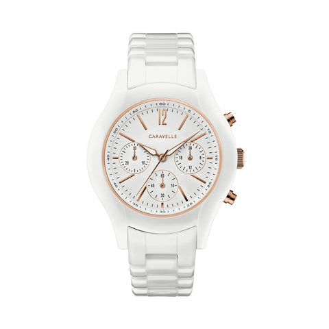 Bulova Women's 45L174 Caravelle Chronograph White Ceramic Watch