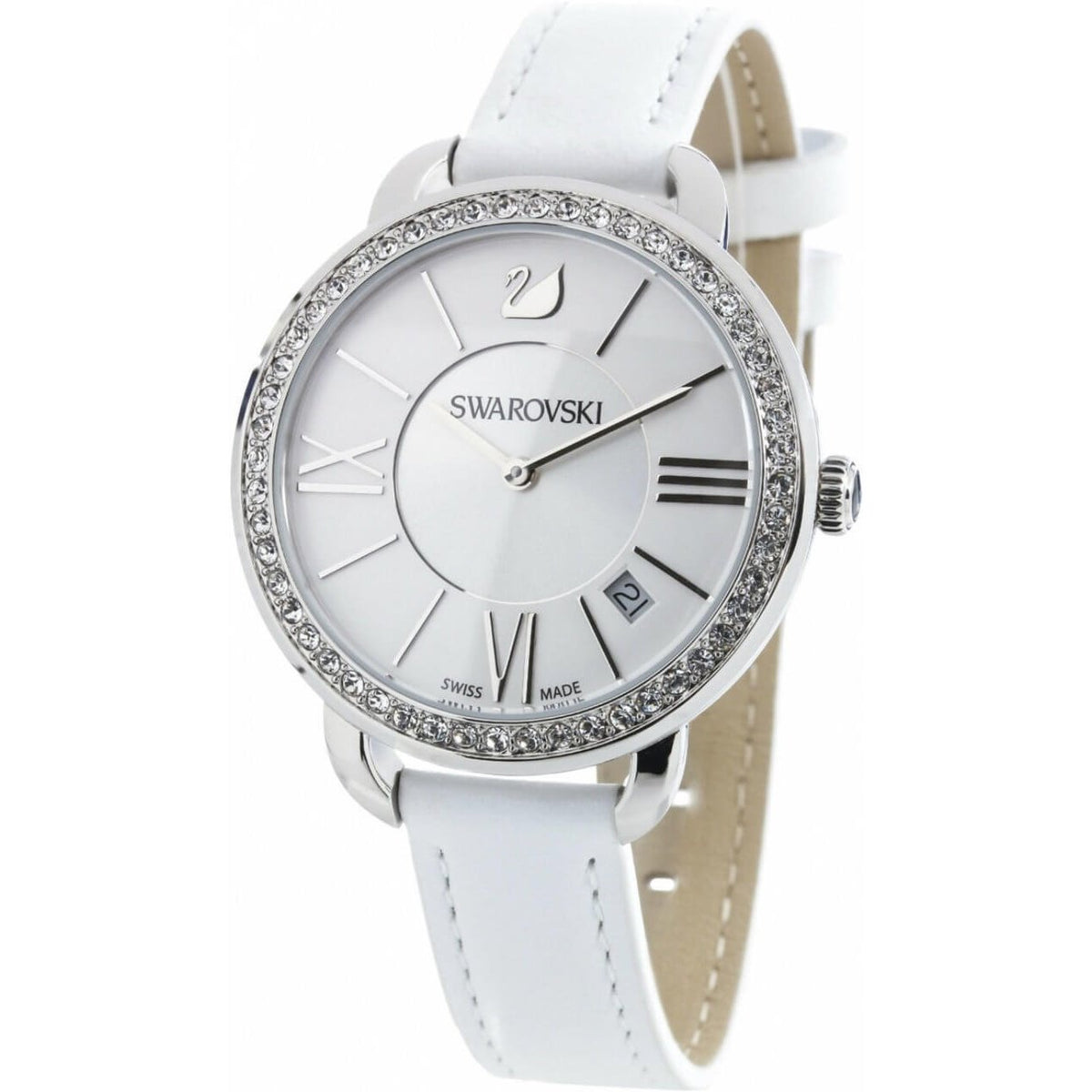 Swarovski Women&#39;s 5095938 Aila Crystal White Leather Watch