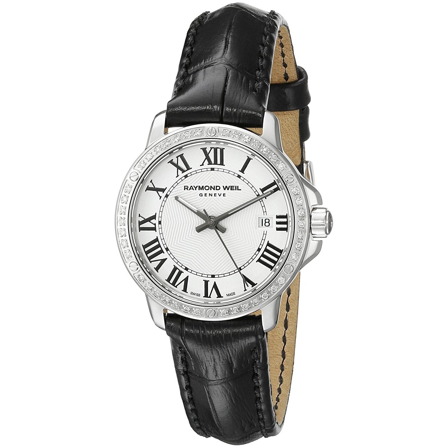 Raymond Weil Women s 5391 LS1 00300 Tango Diamond Black Leather