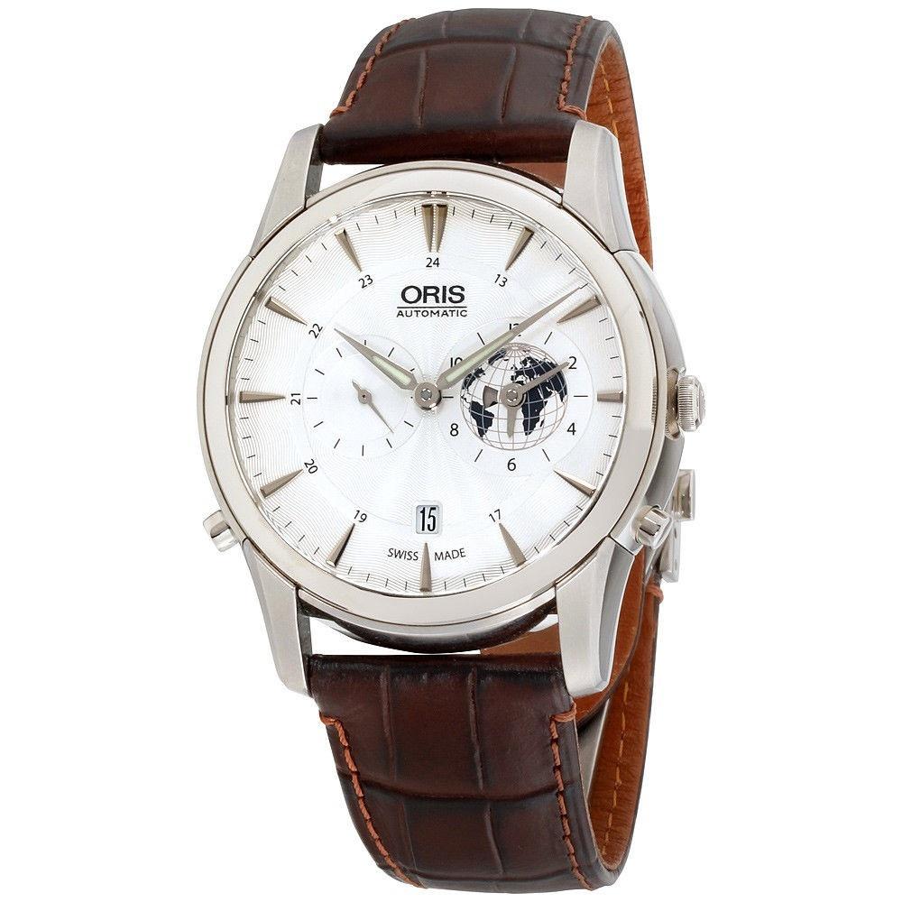 Oris Men&#39;s 69076904081LSBRN Artelier Brown Leather Watch