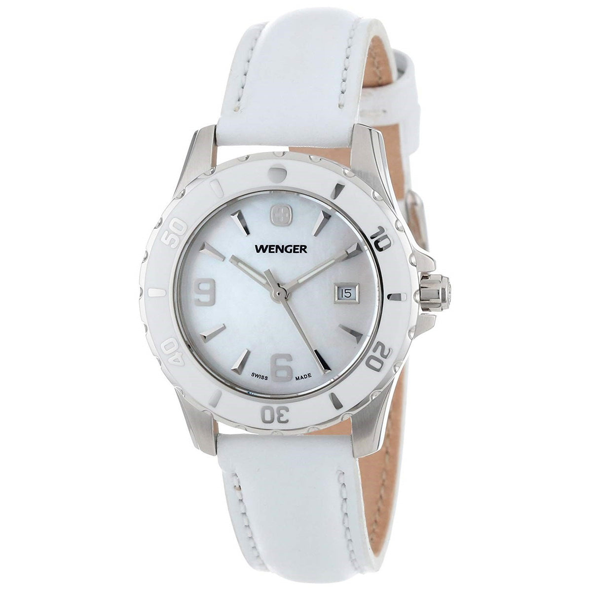 Wenger Women&#39;s 70382 Sport Elegance White Leather Watch