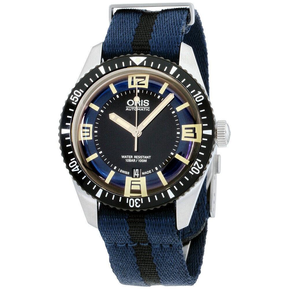 Oris Men&#39;s 73377074035TSBLUBLK Divers Two-Tone Canvas Watch