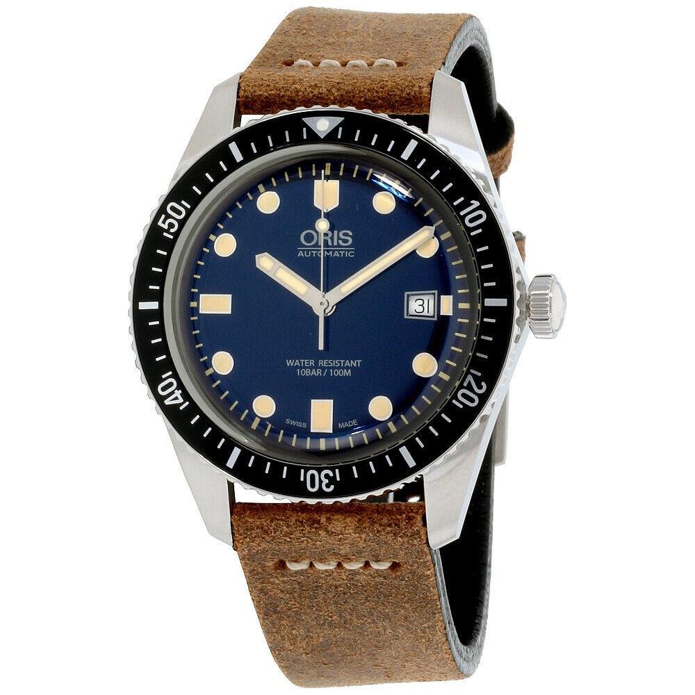 Oris Men&#39;s 73377204055LSBRN Divers Sixty-Five Brown Leather Watch