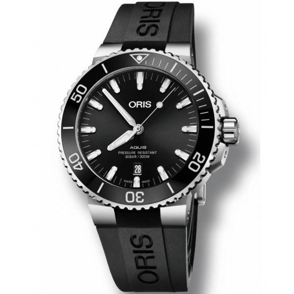 Oris Men&#39;s 73377304134RSBLK Aquis Black Rubber Watch