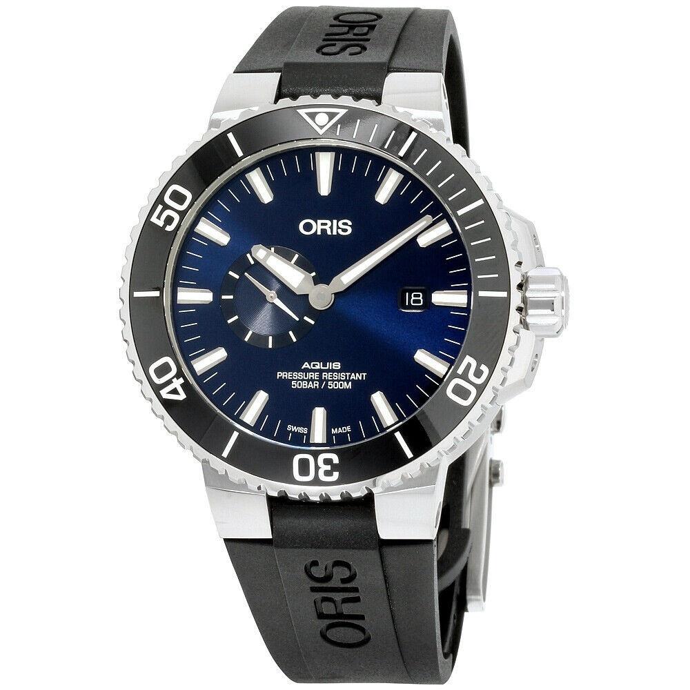 Oris Men&#39;s 74377334135RSBLK Aquis Black Silicone Watch
