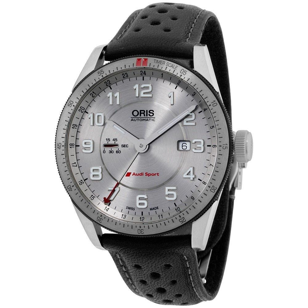 Oris Men&#39;s 74777014461LS Audi Sport Black Leather Watch