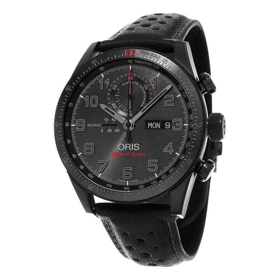 Oris Men&#39;s 77876617784LS Audi Sport Black Leather Watch