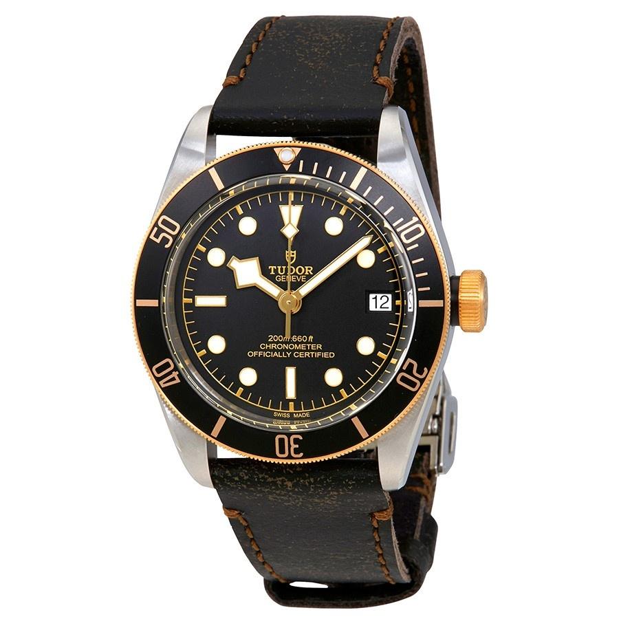 Tudor Men&#39;s 79733N-0001 Heritage Black Bay Automatic Black Leather Watch