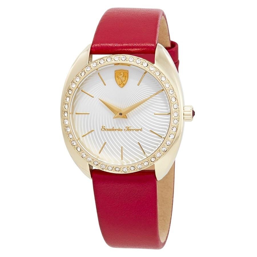 Ferrari Women&#39;s 820018 Scuderia Red Leather Watch