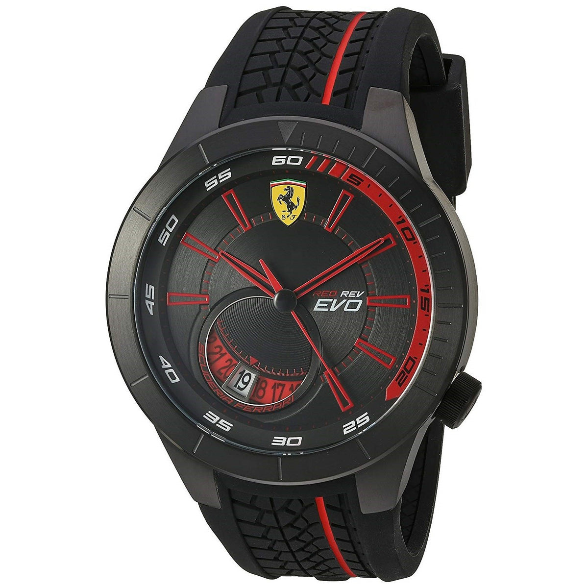 Ferrari Men&#39;s 830339 Red Rev Evo Black Silicone Watch