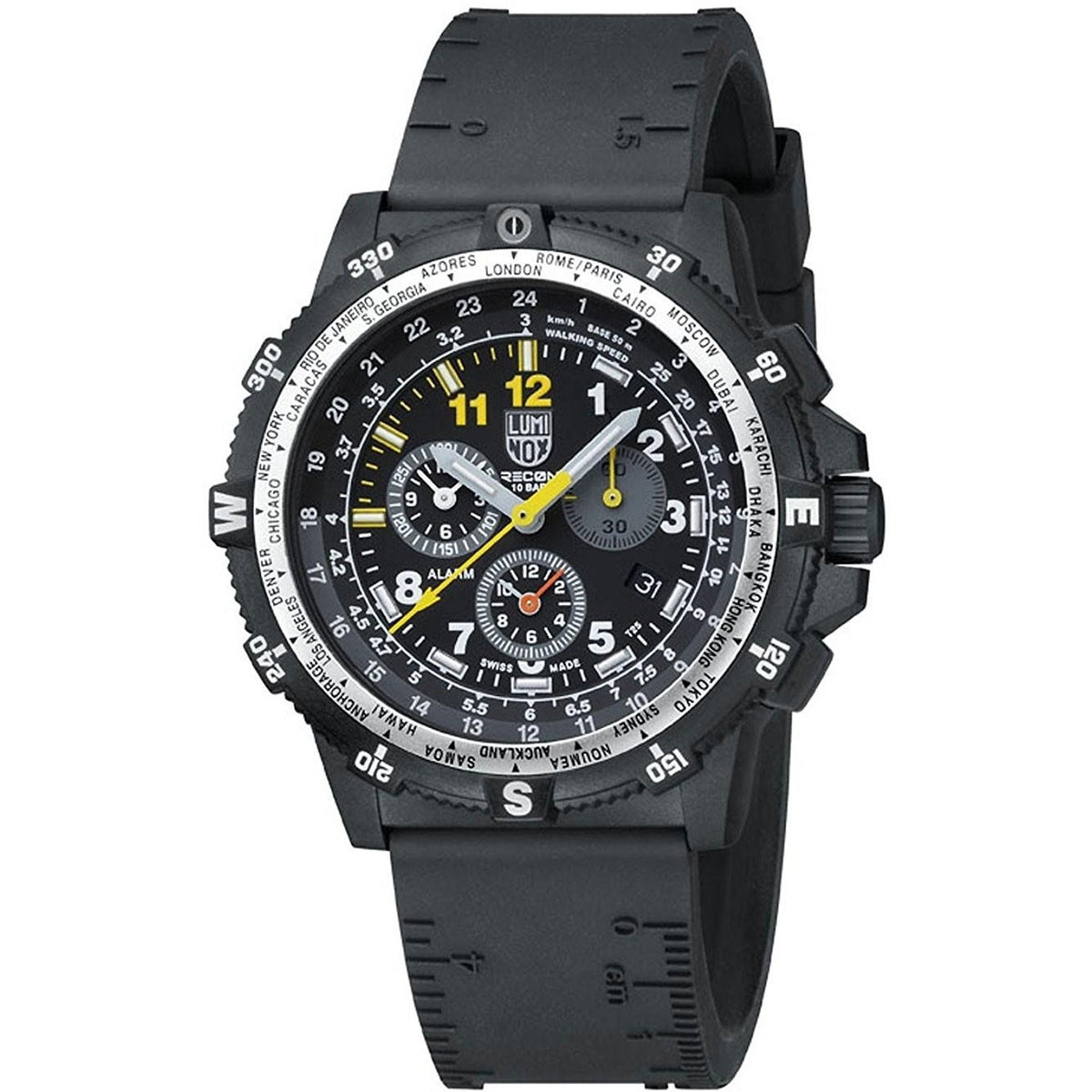 Luminox Men&#39;s 8841.KM.SET Recon Team Leader Chronograph Night Vision Extra Nylon Strap Black Rubber Watch