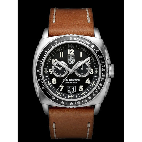 Luminox Men's 9447 P-38 Lightning Chronograph Brown Leather Watch