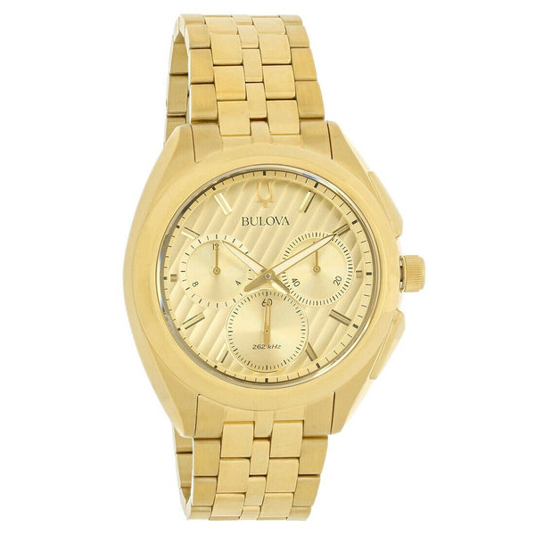 Bulova Men's 97A125 Curv Chronograph Gold-Tone Stainless Steel Watch ...