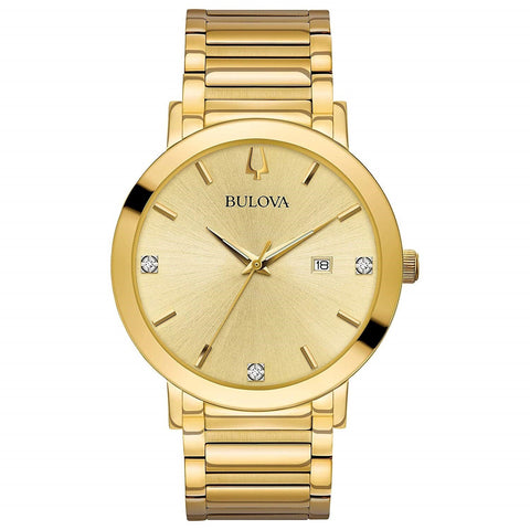 Bulova Men's 97D115 Diamond Gold-Tone Stainless Steel Watch