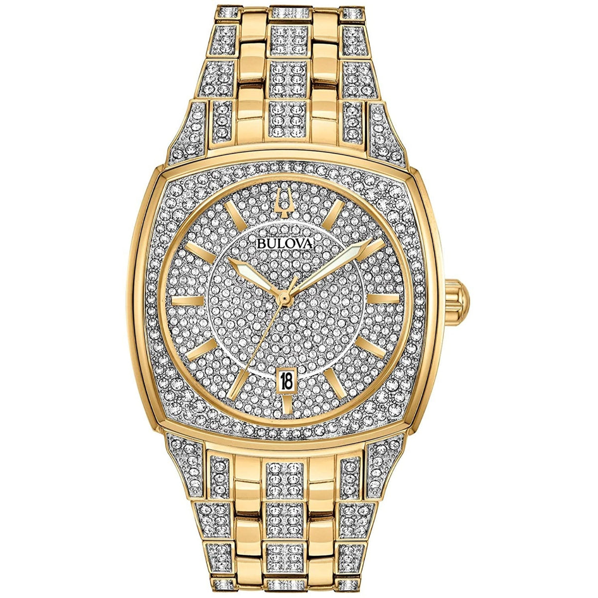 Bulova Men&#39;s 98B323 Crystal Gold-Tone Stainless Steel Watch