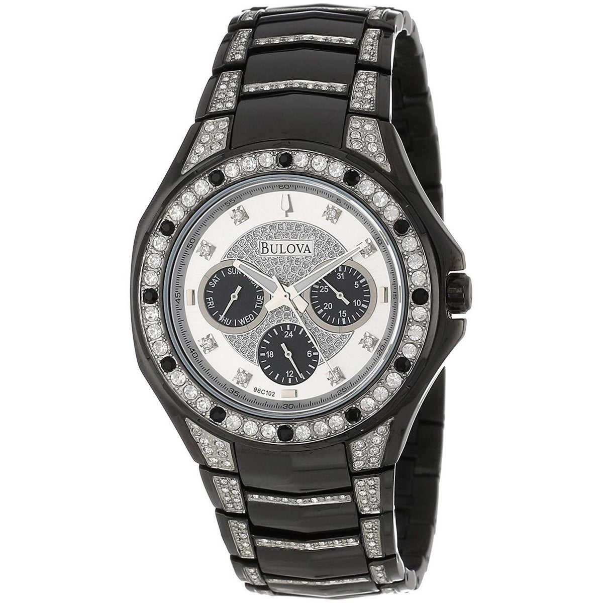 Bulova Men&#39;s 98C102 Chronograph Black Stainless Steel with Sets of Crystal Watch