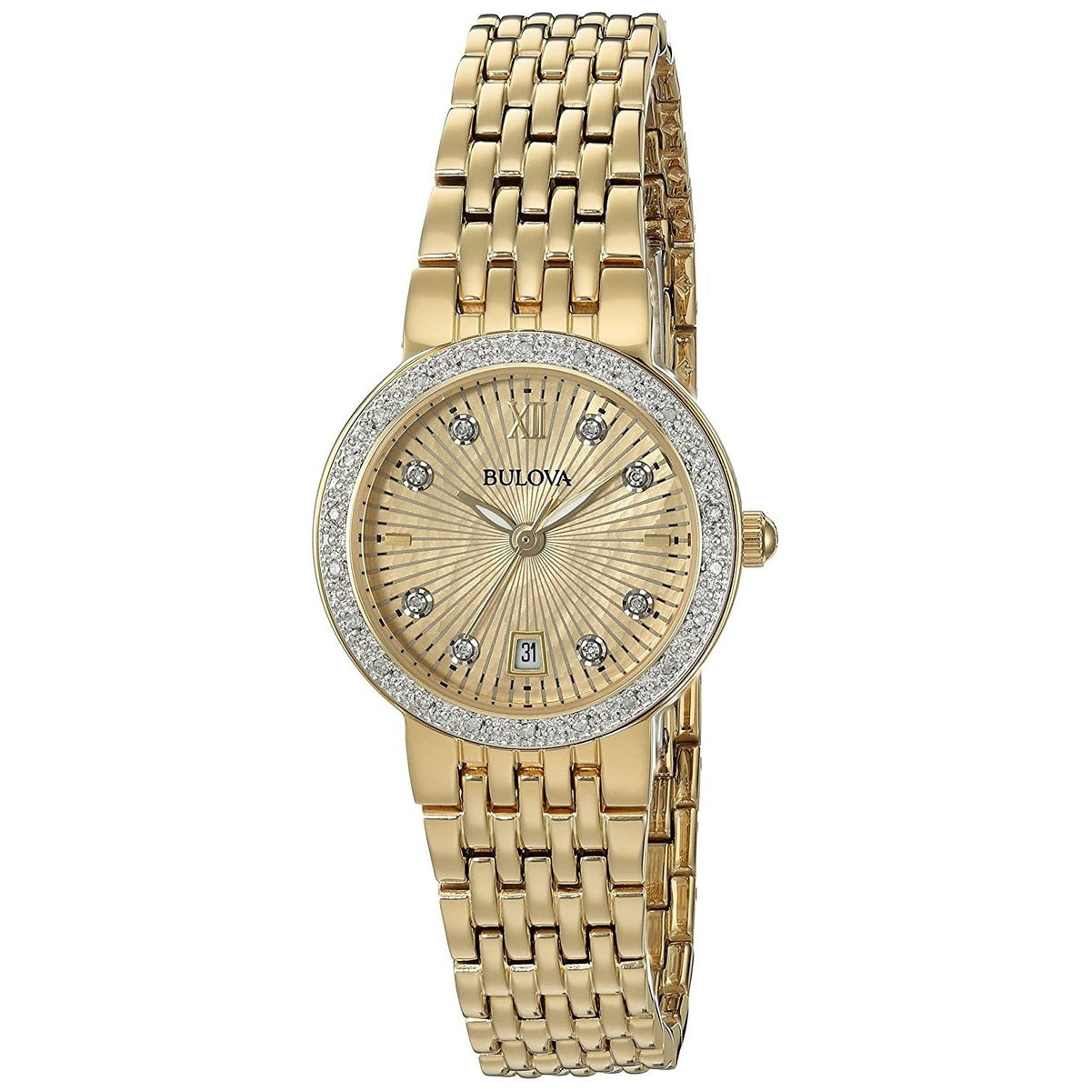 Bulova Women&#39;s 98R212 Diamond Gold-Tone Stainless Steel Watch