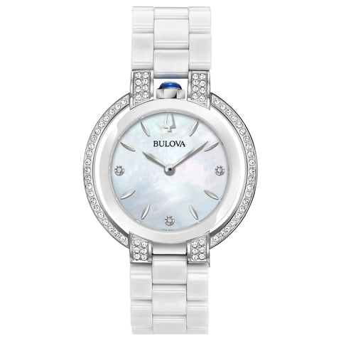 Bulova Women's 98R265 Rubaiyat Diamond White Ceramic Watch