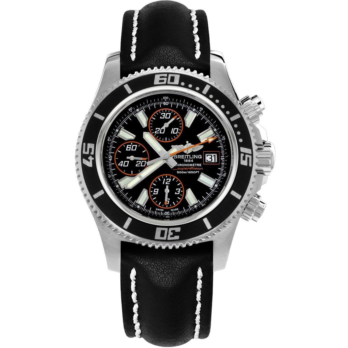 Breitling Men&#39;s A1334102-BA85-435X Superocean II 44 Chronograph Automatic Black Leather Watch