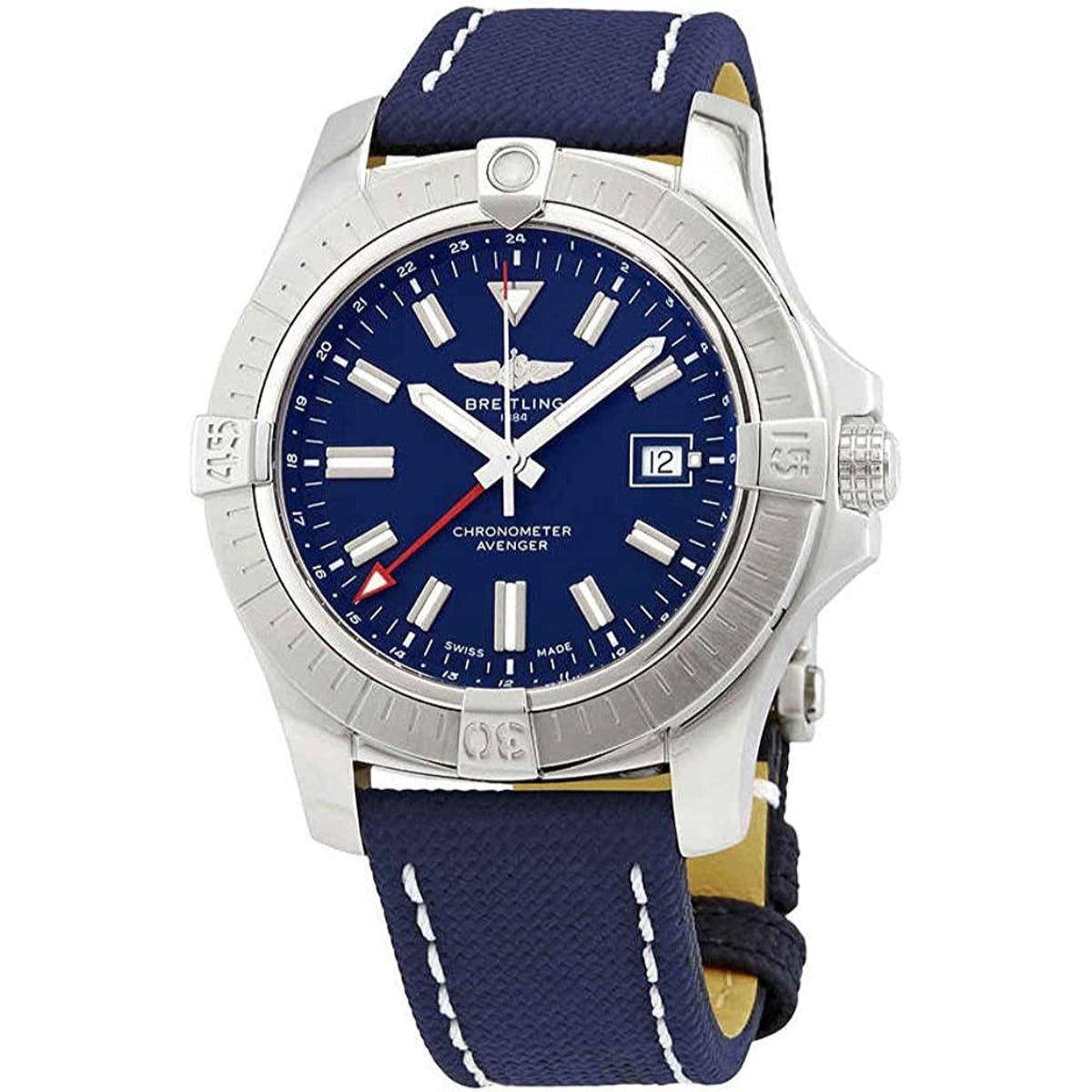 Breitling Men&#39;s A32395101C1X2 Avenger GMT Blue Leather Watch