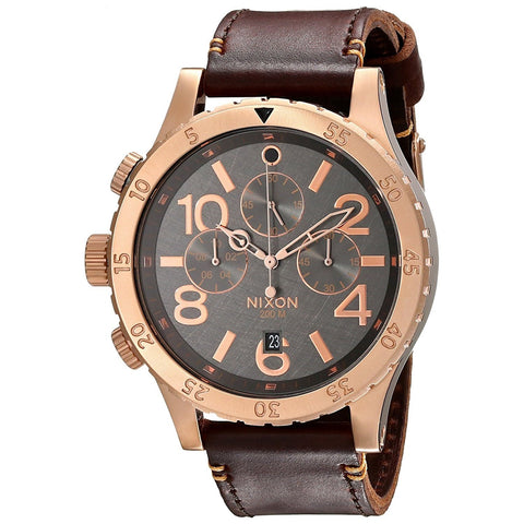 Nixon Men's A363-2001 48-20 Chronograph Brown Leather Watch