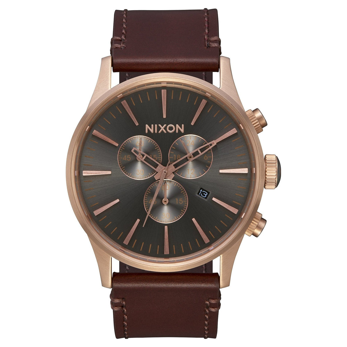 Nixon Unisex A405-2001 Sentry Chronograph Brown Leather Watch