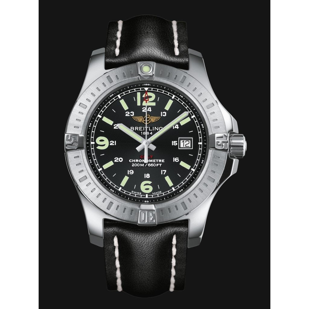 Breitling Men s A7438811 BD45 435X Colt Black Leather Watch Bezali