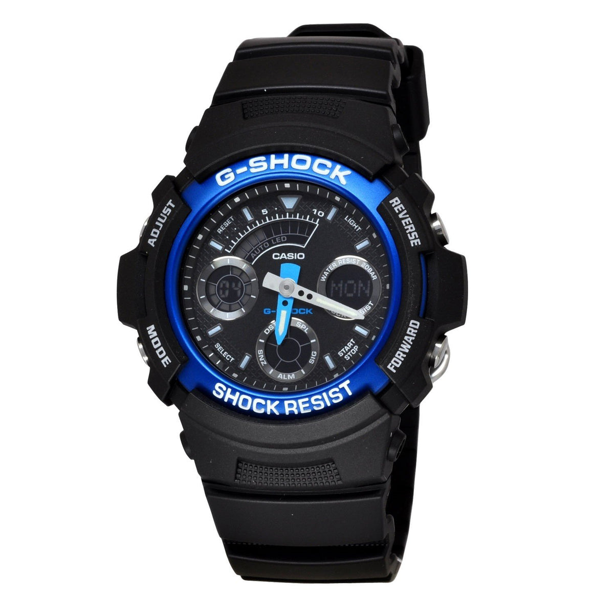 Casio Men&#39;s AW591-2 G-Shock Chronograph, Time Zone Black Resin Watch